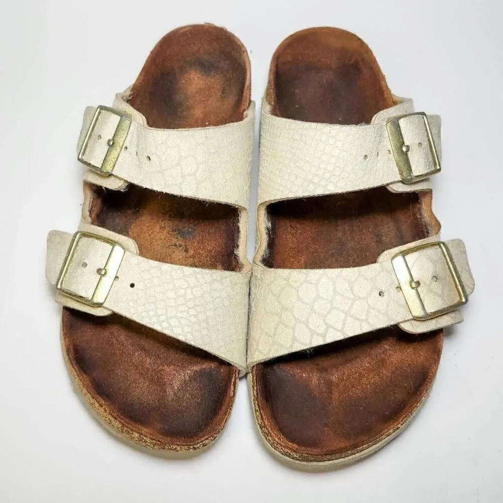 Birkenstock Arizona Shiny Python Snake Eggshell Iridescent Sandals Women 38 US 7